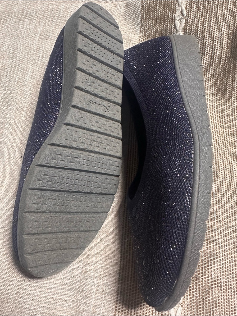 Skechers Navy Knit Slip-On Ballet Flats with Subtle Sparkle - Picture 2 of 2